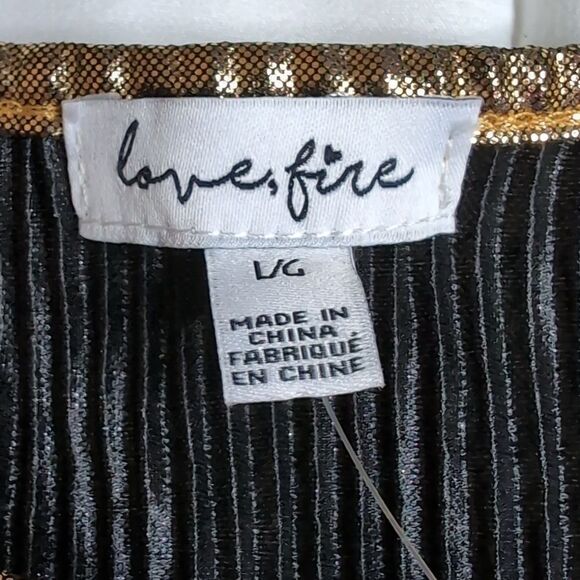 Love Fire Girls Large Gold Ruffle Sleeve Blouse, NEW - Picture 4 of 9